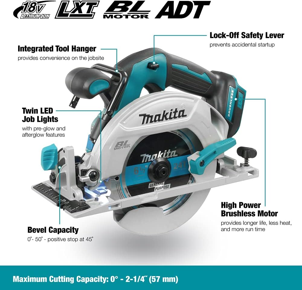 Makita DHS680Z 18V Li-Ion LXT Brushless Circular Saw (165mm) – Batteries and Charger Sold Separately.